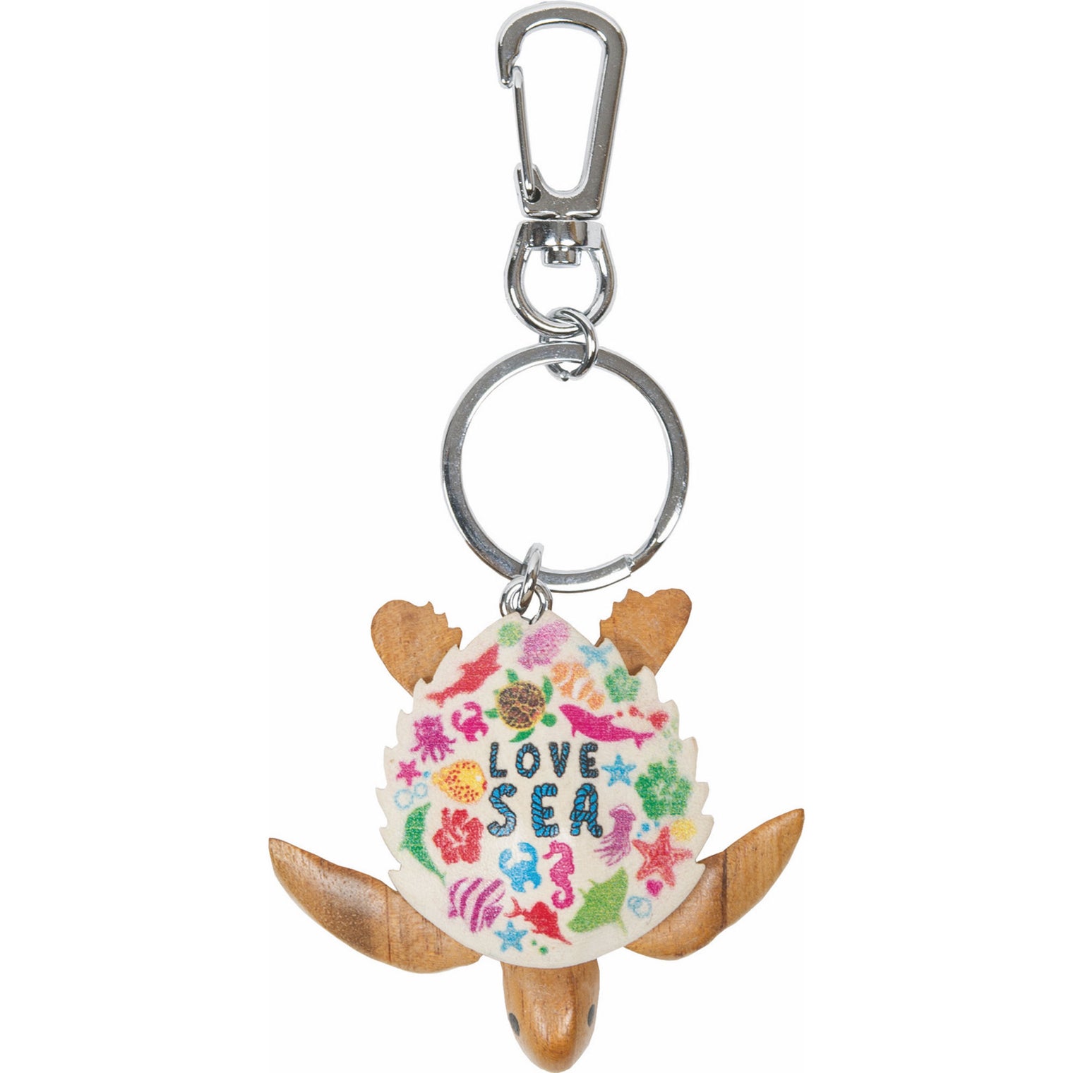 Wooden Key Ring - Decorated Turtle Key Ring Batela Giftware