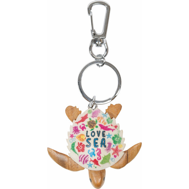 Wooden Key Ring - Decorated Turtle Key Ring Batela Giftware