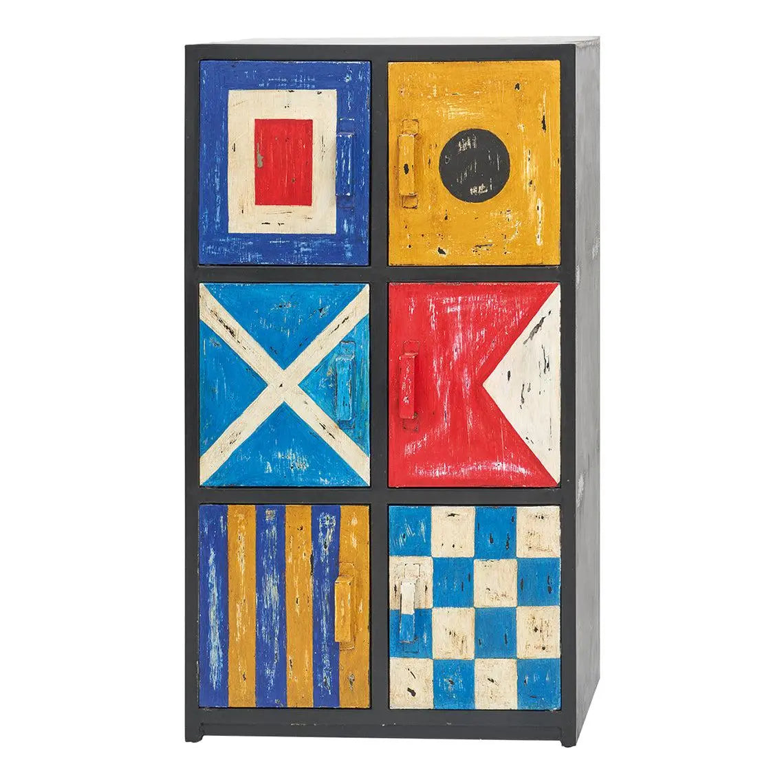 Metal Cabinet 6-door Decorated with Flags Display From Europe Furniture Home Decoration Batela Giftware