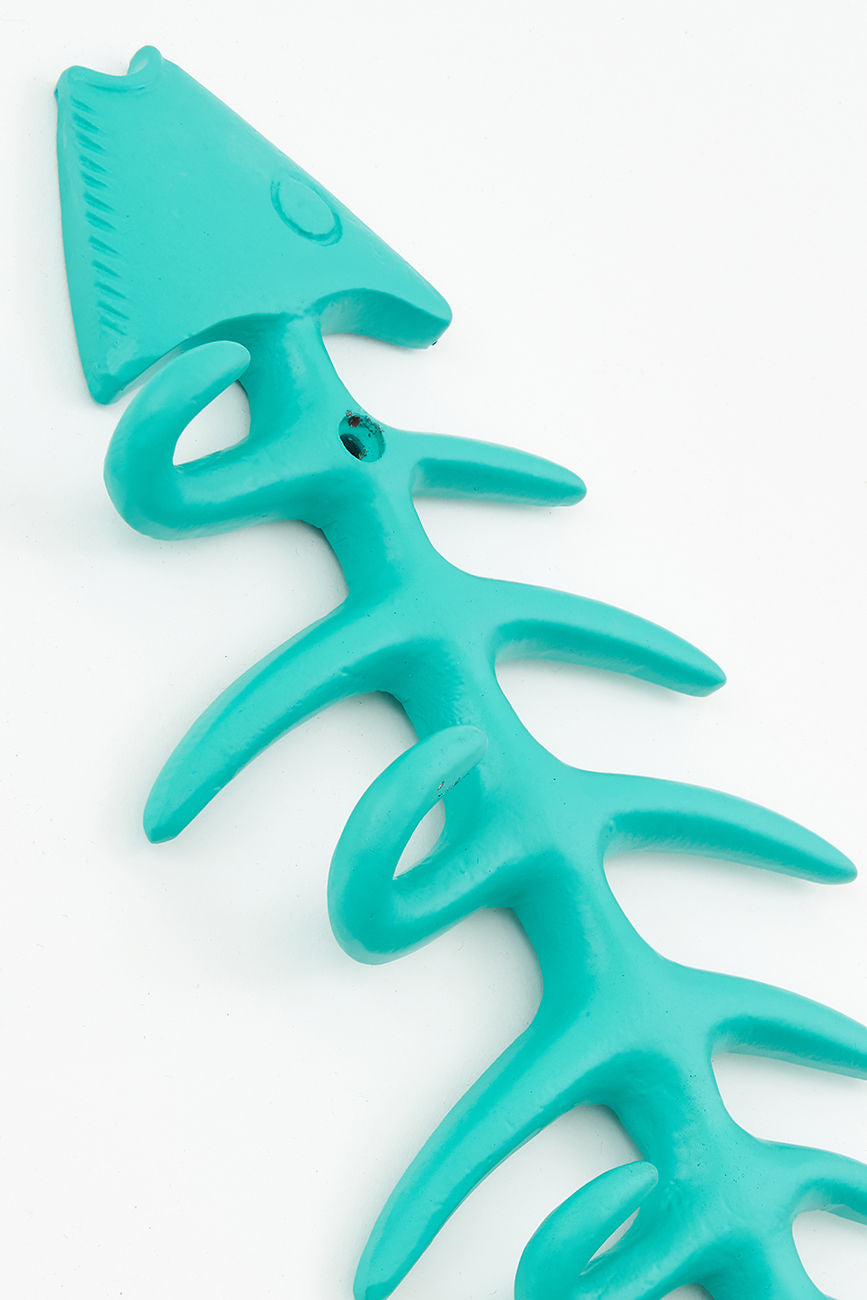 Turquoise Blue Metal Fishbone Coat Rack Coat Racks & Hooks Batela Giftware