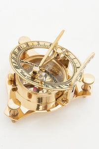 Brass Sundial Compass Gift Set with Wooden Presentation Box Nautical Office Decoration Batela Giftware