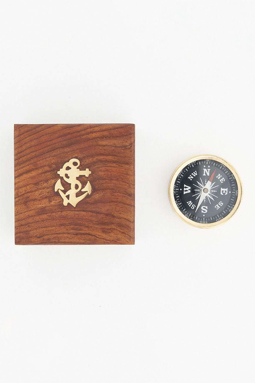 Compass with Wooden Box Desktop Batela Giftware