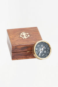 Compass with Wooden Box Desktop Batela Giftware