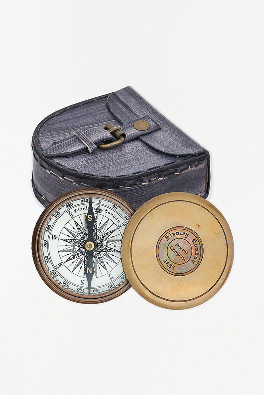 Compass with Leather Case Nautical Office Decoration price-change-job-active Batela Giftware