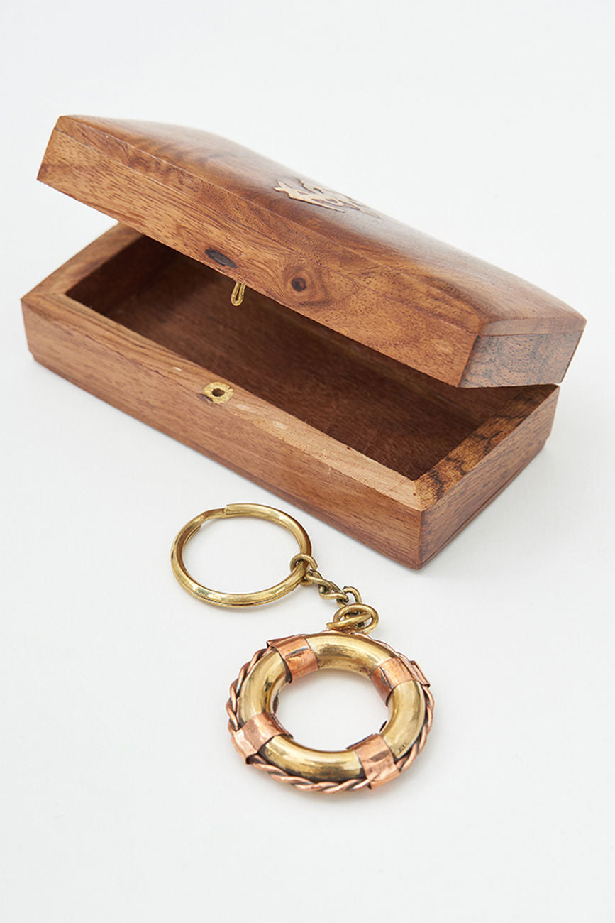 Lifebelt Key Ring with Wooden Box Key Ring Batela Giftware