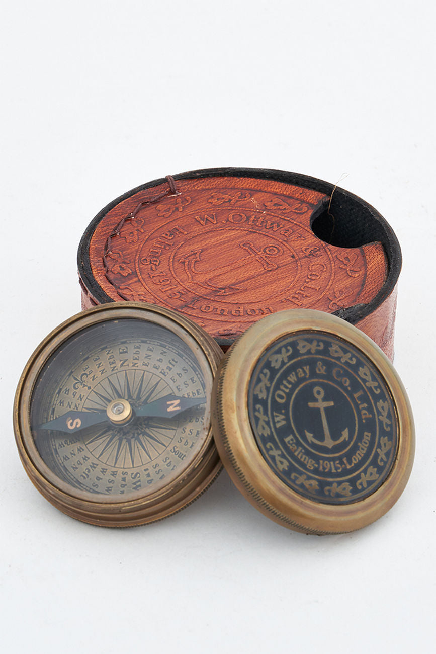 Compass with Leather Case Desktop Nautical Office Decoration price-change-job-active Batela Giftware