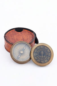 Compass with Leather Case Desktop Nautical Office Decoration price-change-job-active Batela Giftware