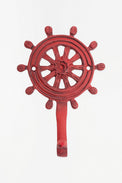 Ship's Wheel Metal Coat Hook (Red) Coat Racks & Hooks Batela Giftware