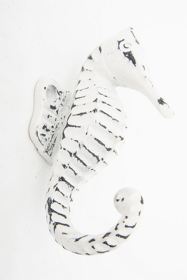 Seahorse Metal Coat Hook (White) Coat Racks & Hooks Batela Giftware