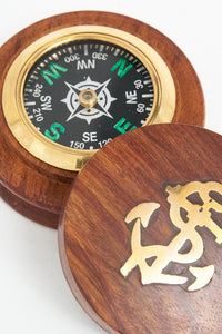 Compass with Wooden Base Nautical Office Decoration Batela Giftware