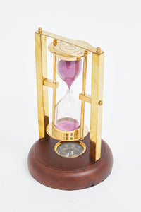 Brass Hourglass With Compass Base Desktop Batela Giftware