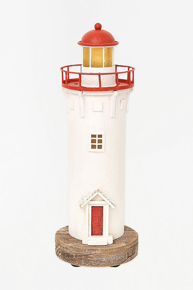 Wooden LED Red/White Lighthouse Lighthouses Batela Giftware