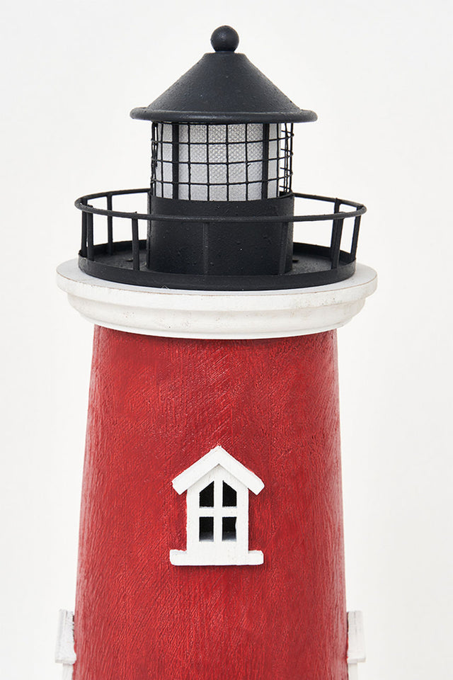 LED Large Red & White Lighthouse Battery Lighthouses Batela Giftware