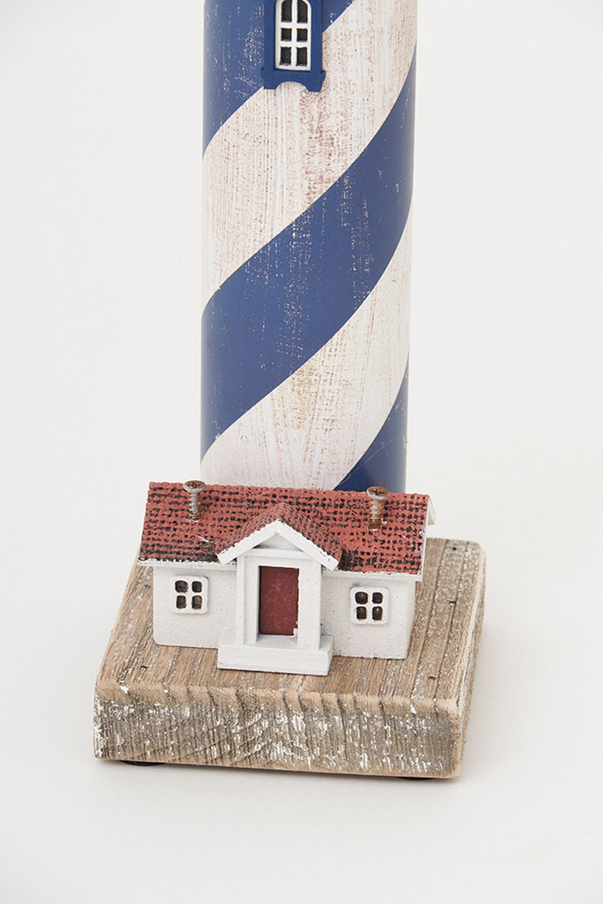 LED Blue & White Tall Lighthouse Battery Lighthouses price-change-job-active Batela Giftware