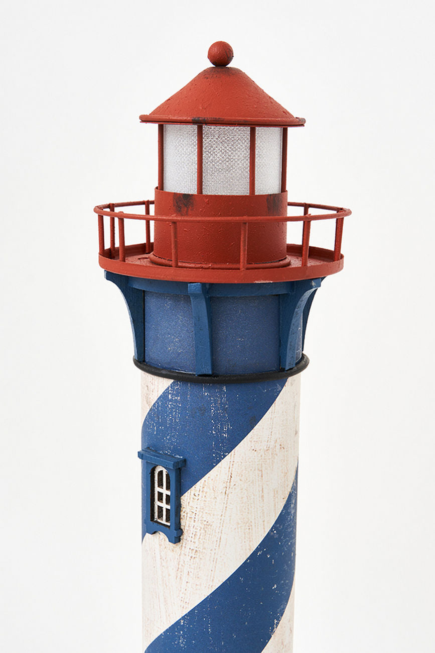 LED Blue & White Tall Lighthouse Battery Lighthouses price-change-job-active Batela Giftware