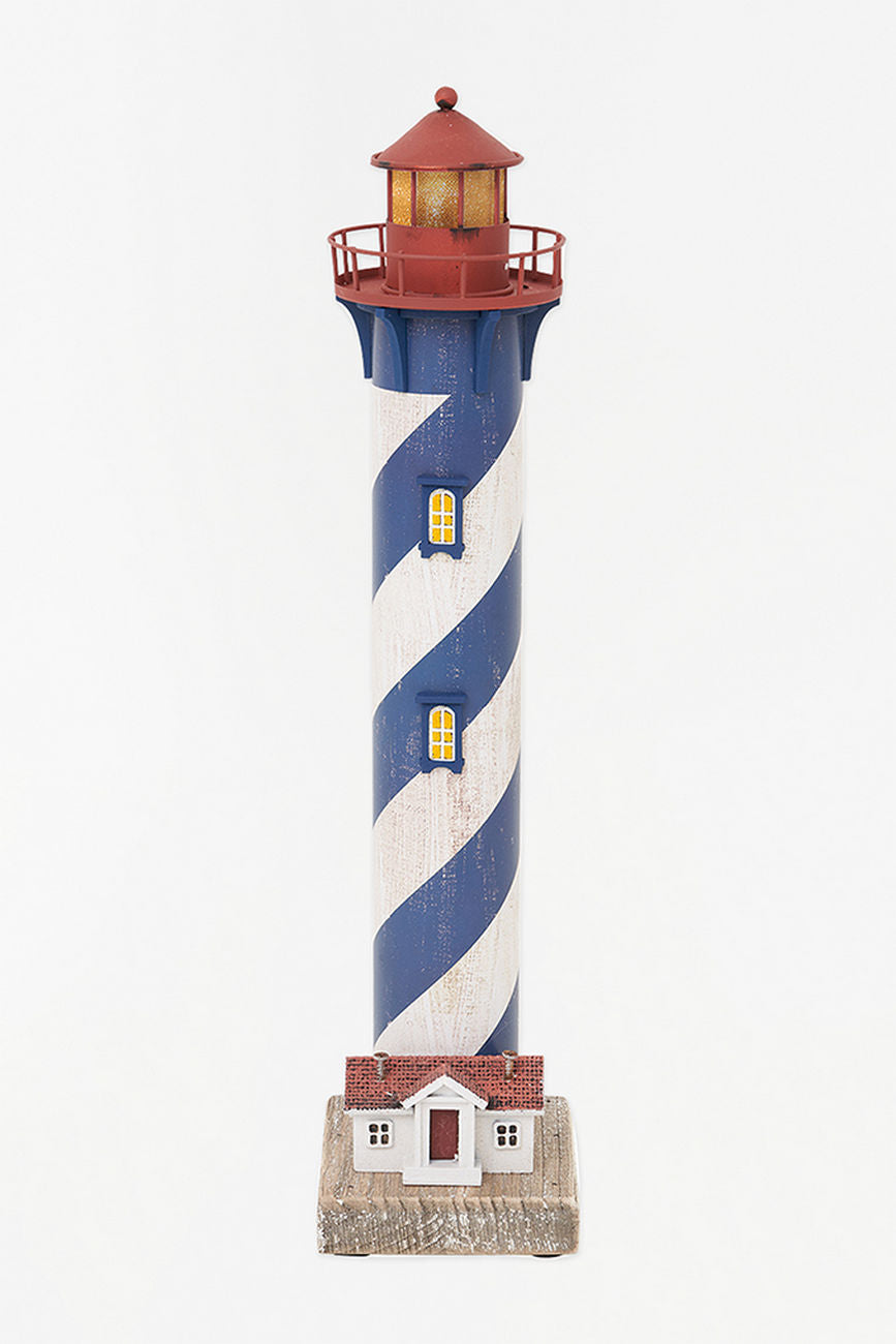 LED Blue & White Tall Lighthouse Battery Lighthouses price-change-job-active Batela Giftware