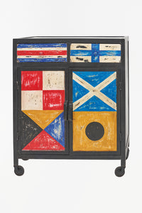 Metal Cabinet on Wheels Display From Europe Furniture Home Decoration Batela Giftware