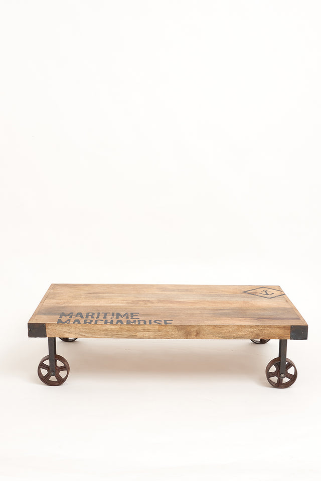 Low Wooden Coffee Table on Wheels Display Furniture Home Decoration price-change-job-active Batela Giftware