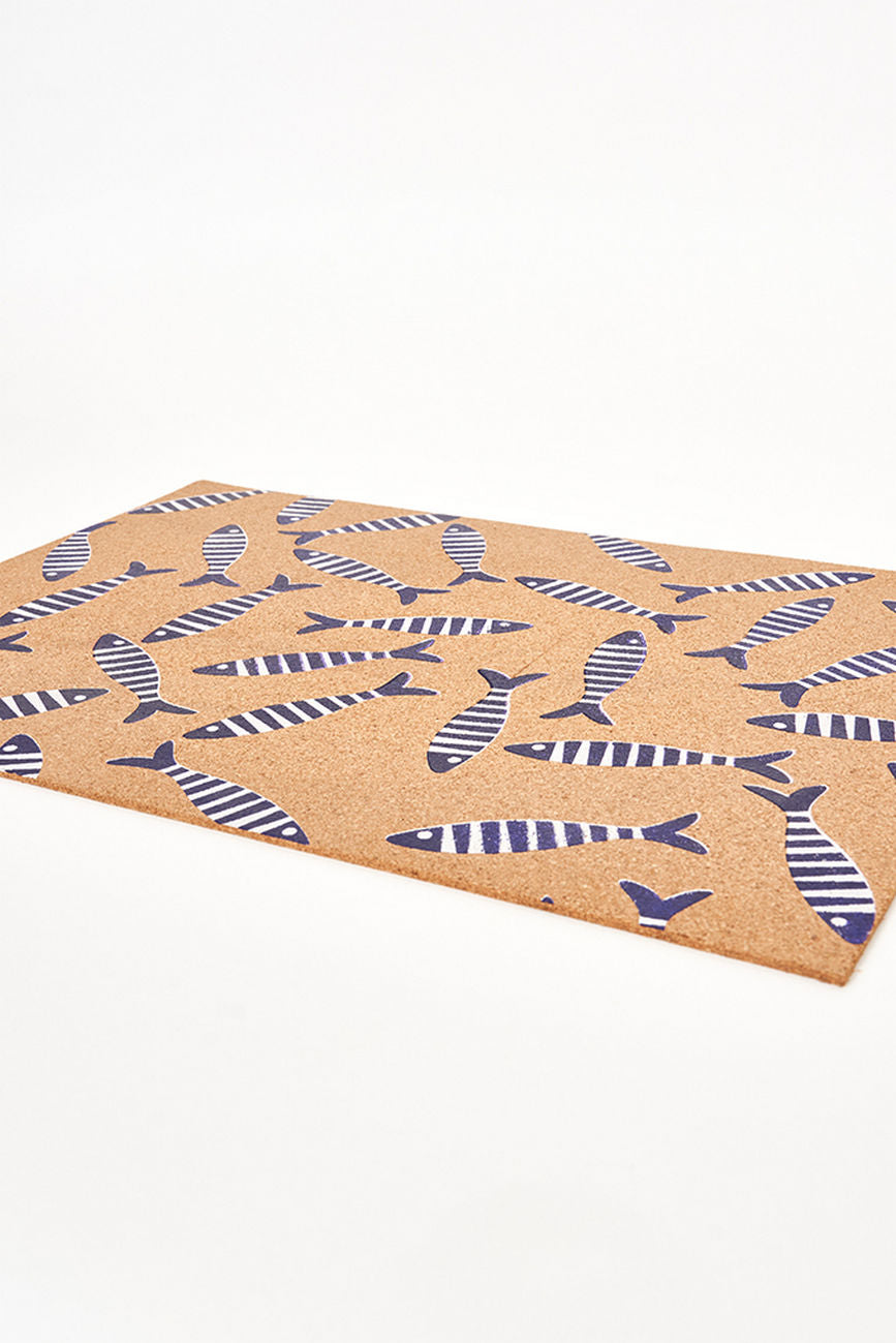 Cork Table Mat with Shoal of Striped Fish - Oblong Cork Batela Giftware