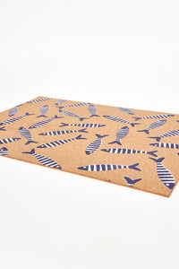 Cork Table Mat with Shoal of Striped Fish - Oblong Cork Batela Giftware