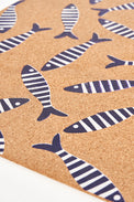 Cork Table Mat with Shoal of Striped Fish - Oblong Cork Batela Giftware