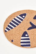 Cork Table Coasters with Shoal of Striped Fish - Round (Set of 6) Cork Batela Giftware