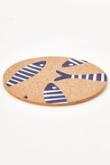 Cork Table Coasters with Shoal of Striped Fish - Round (Set of 6) Cork Batela Giftware