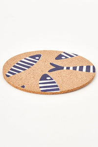 Cork Table Coasters with Shoal of Striped Fish - Round (Set of 6) Cork Batela Giftware