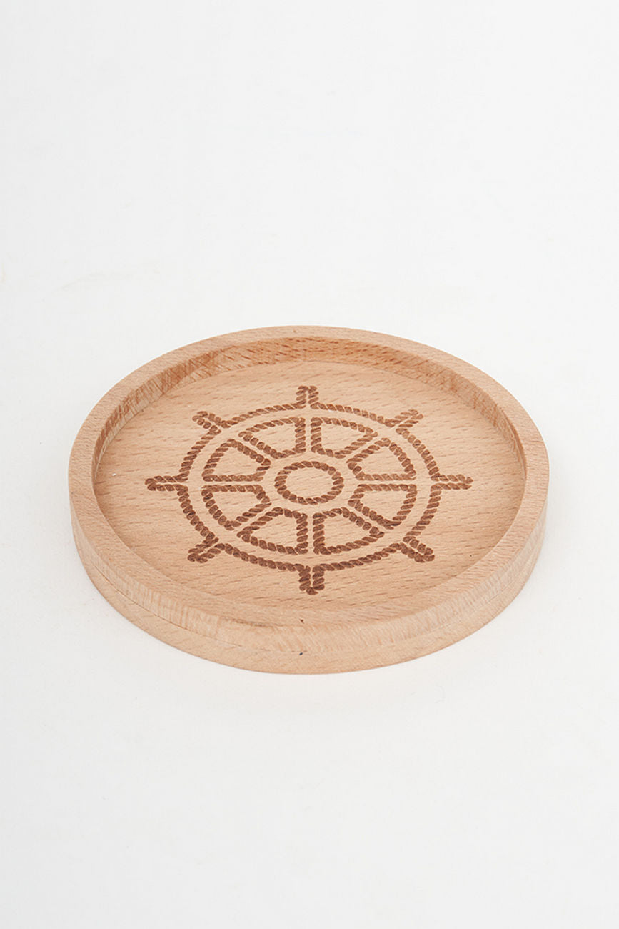 Wooden Table Coasters - Nautical Motifs- (Set of 4) Cork Batela Giftware