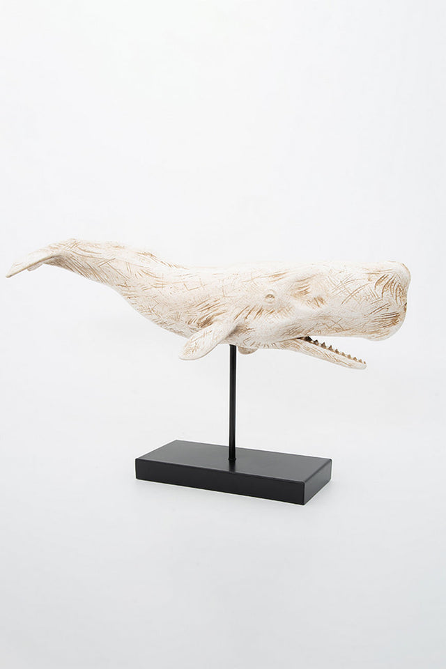 Sperm Whale With Base Ornament in White Marine Mammals Batela Giftware