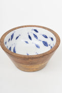 Wooden Bowl with Enamelled Interior - Shoal of Fish Enamel Tableware Enamelled Bowls From Europe Tableware Batela Giftware