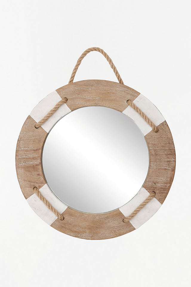 Mirror with Lifebelt Frame - Round Driftwood Home Decoration price-change-job-active Batela Giftware