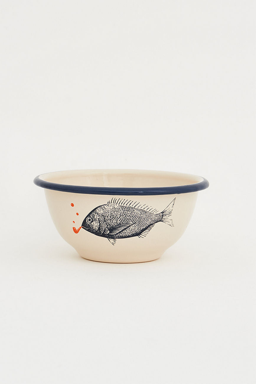 Fishes Enamel Metal Bowl Home Decoration Kitchen Batela Giftware