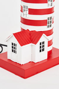 LED Red/White Lighthouse - Metal Electric Lighthouses Batela Giftware