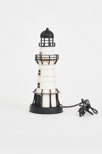 LED Black/White Lighthouse - Metal Electric Lighthouses Batela Giftware