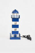 LED Blue/White Lighthouse - Metal Electric Lighthouses Batela Giftware