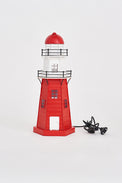 LED Red and White Lighthouse - Metal Electric Lighthouses Batela Giftware