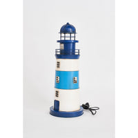 LED Navy, Turquoise and White Lighthouse - Metal Lighthouses Batela Giftware