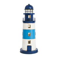 LED Navy, Turquoise and White Lighthouse - Metal Lighthouses Batela Giftware