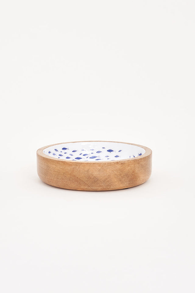 Small Enamelled Wooden BowlTray with Fish Decoration From Europe Batela Giftware