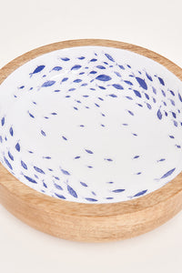 Small Enamelled Wooden BowlTray with Fish Decoration From Europe Batela Giftware