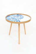 Set of 3 Wooden Tables with Enamelled Shell Design From Europe Furniture Home Decoration Batela Giftware