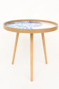 Set of 3 Wooden Tables with Enamelled Shell Design From Europe Furniture Home Decoration Batela Giftware