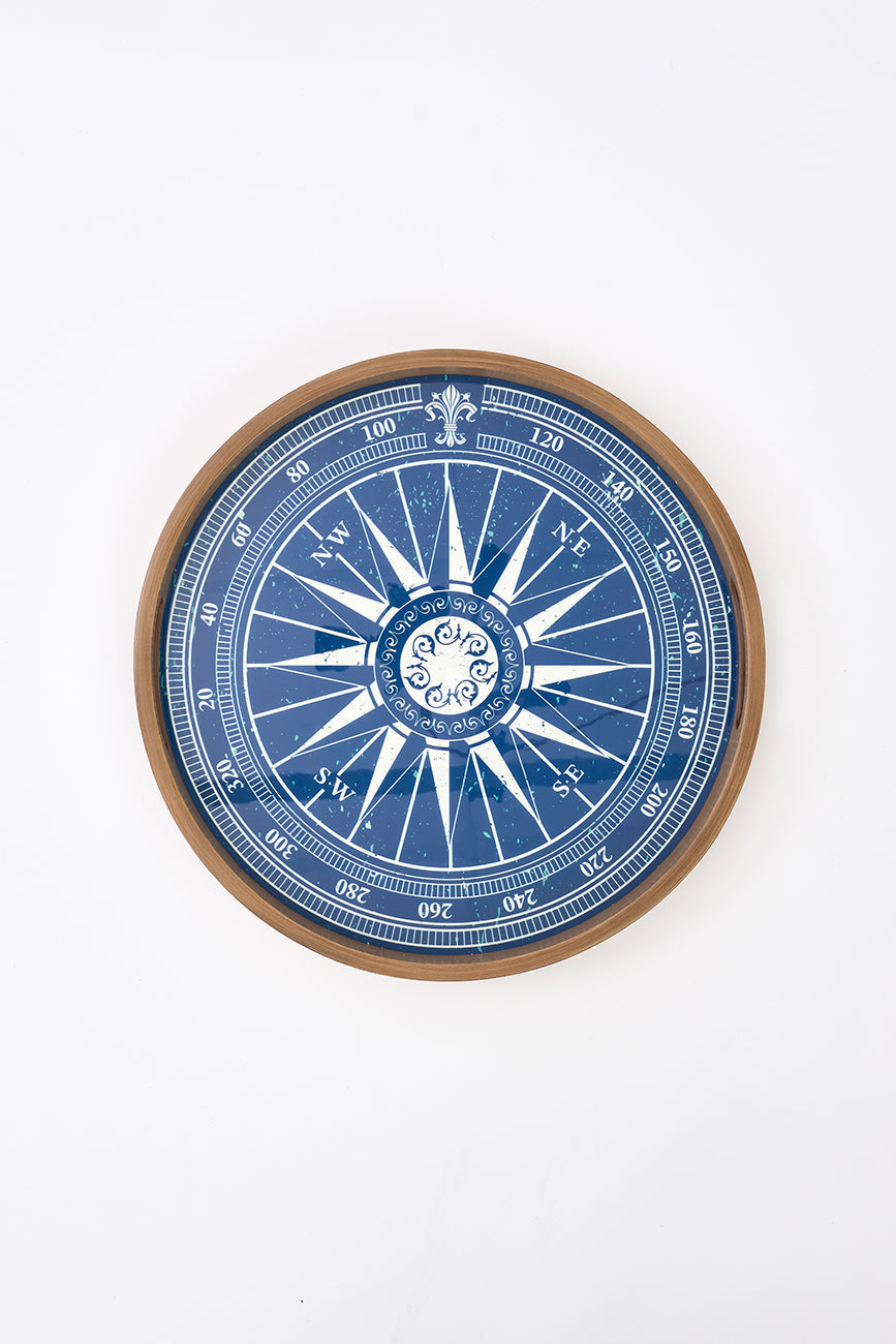 Wooden Trays with Compass Rose Design (Set of 2 ) From Europe Batela Giftware