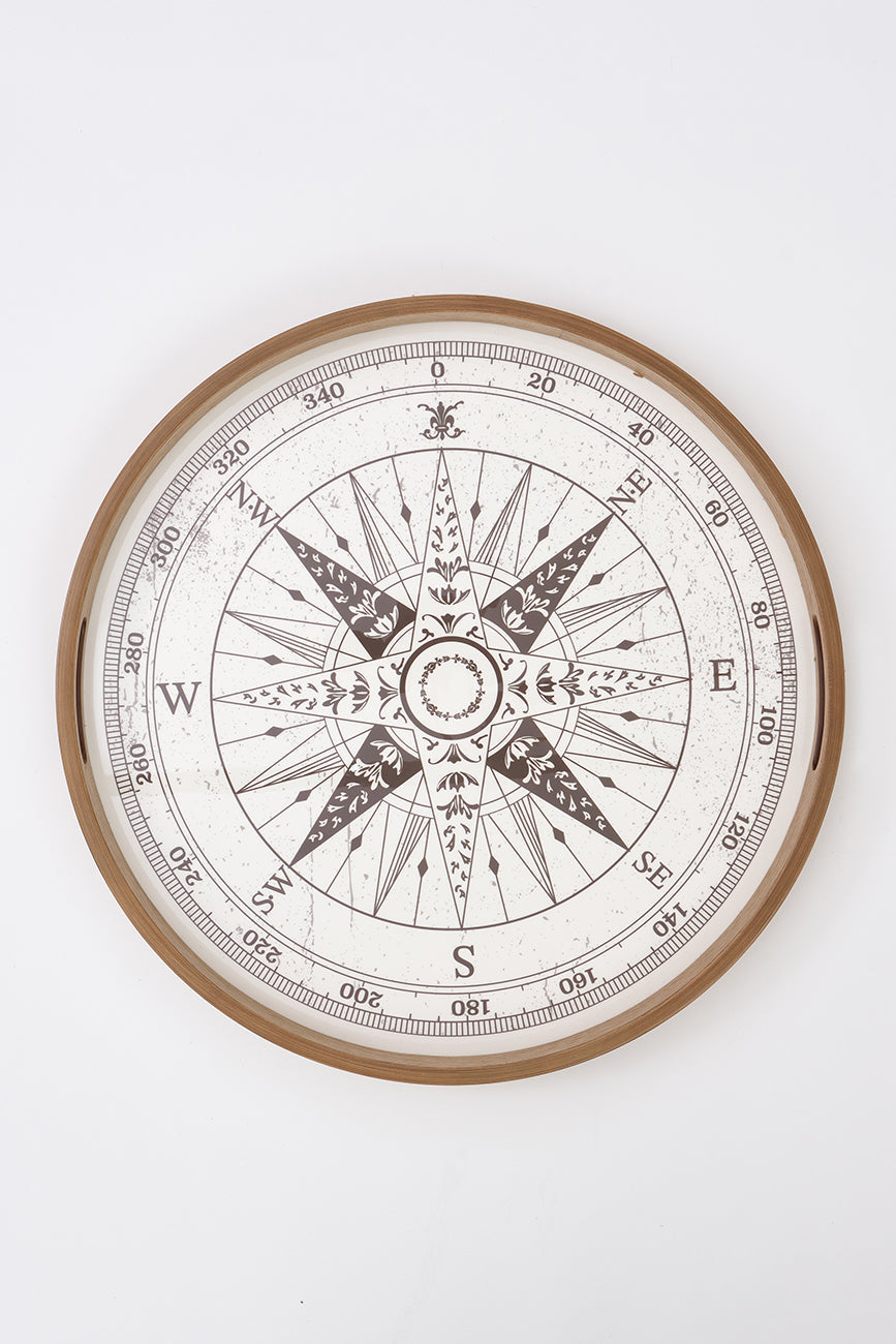 Wooden Trays with Compass Rose Design (Set of 2 ) From Europe Batela Giftware