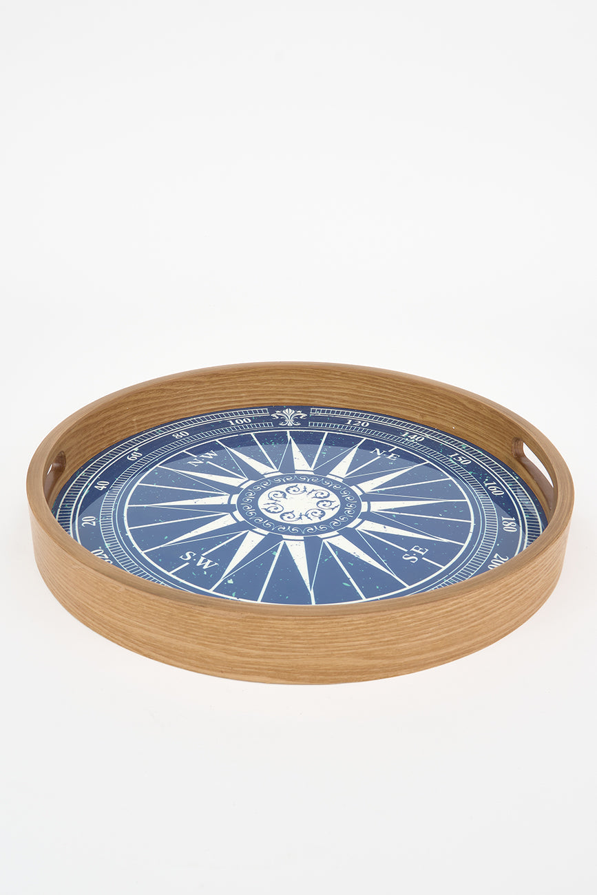 Wooden Trays with Compass Rose Design (Set of 2 ) From Europe Batela Giftware