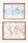 Pair of World Map themed Wooden Trays From Europe Batela Giftware