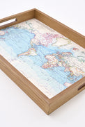 Pair of World Map themed Wooden Trays From Europe Batela Giftware