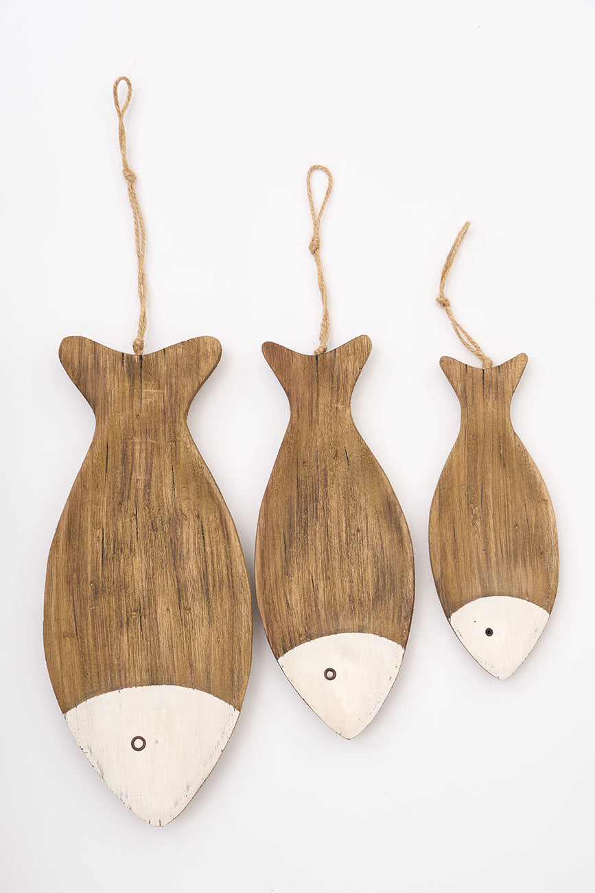 Set of 3 Small Wooden Fishshape Trays From Europe Batela Giftware