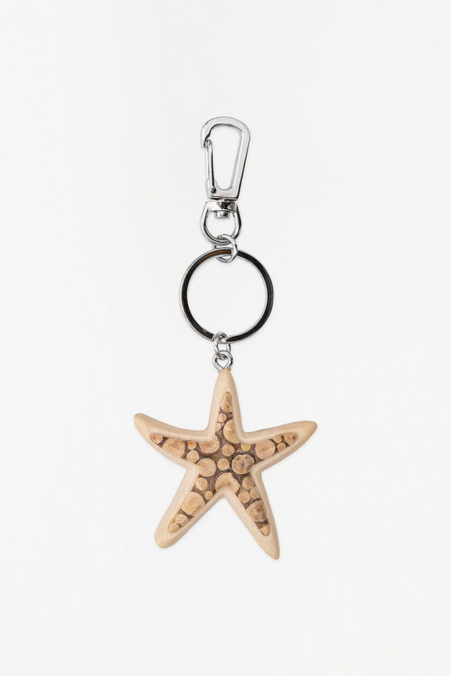 Wooden Key Ring - Decorated Starfish Key Ring Batela Giftware